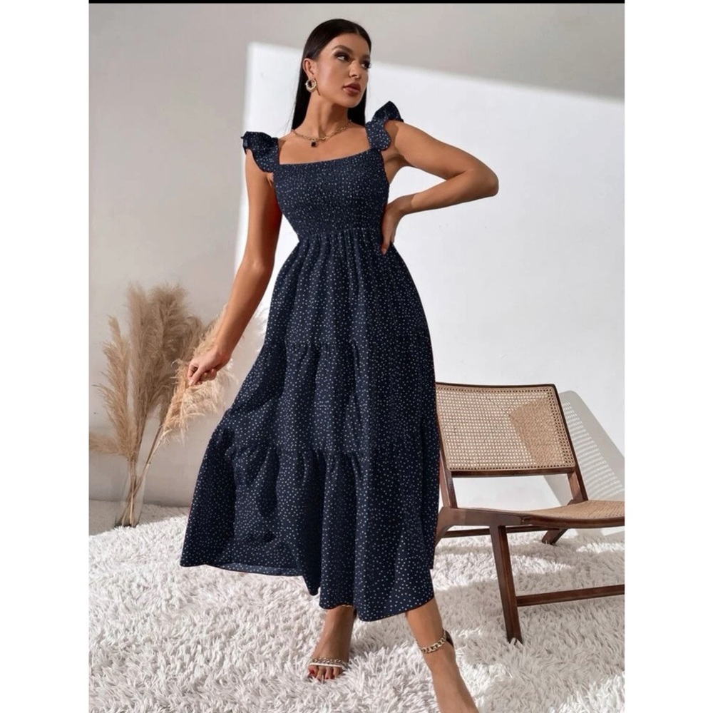 SHEIN polka dot ruffle hem dress